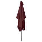 vidaXL Parasol de jardin avec LED et mât en acier rouge bordeaux 2x3 m