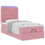 vidaXL Cadre de lit ottoman avec matelas rose 100x200 cm velours