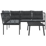 vidaXL Ensemble de canapés de jardin et coussins noir acier textilène