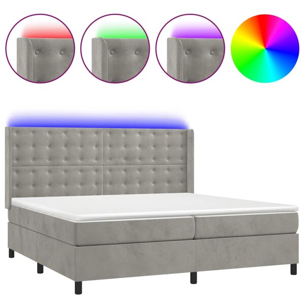 vidaXL Sommier à lattes de lit matelas et LED Gris clair 200x200 cm