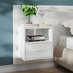 vidaXL Table de chevet murale Blanc brillant