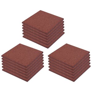 vidaXL Carreaux de protection antichoc 18pc Caoutchouc 50x50x3cm Rouge