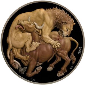 Pièce de monnaie en Argent 25 Dollars g 62.2 (2 oz) Millésime 2026 LION VS BULL