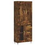 vidaXL Buffet haut Chêne fumé 69 5x34x180 cm Bois d'ingénierie