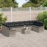 vidaXL Ensemble de canapé de jardin 11 Pièces Gris clair Poly rotin