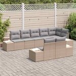 vidaXL Ensemble de canapé de jardin 8 Pièces Beige et gris polyrotin