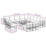 vidaXL Ensemble de canapé de jardin avec coussin 14 Pièces Noir Aluminium