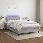 vidaXL Sommier à lattes de lit matelas LED Gris clair 120x200 cm Tissu