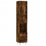 vidaXL Buffet haut Chêne fumé 34 5x34x180 cm Bois d'ingénierie