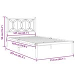 vidaXL Cadre de lit métal sans matelas et tête de lit blanc 107x203 cm