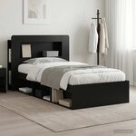 vidaXL Cadre de lit avec rangement Noir 90 x 190 cm Bois d'ingénierie