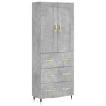 vidaXL Buffet haut Gris béton 69 5x34x180 cm Bois d'ingénierie