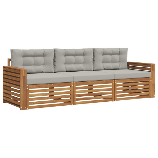 vidaXL Ensemble de canapés d'extérieur 3 pc Gris Naturel et Clair