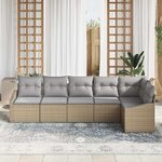 vidaXL Ensemble de canapé de jardin 6 Pièces Beige et Gris clair