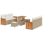 vidaXL Ensemble de canapé de jardin avec coussin 9 Pièces Beige et crème