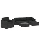 vidaXL Salon de jardin 6 Pièces avec coussins Résine tressée Noir