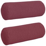 vidaXL Coussins d'accent 2 Pièces Bordeaux Ø 25 x 70 cm tissu