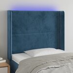 vidaXL Tête de lit à LED Bleu foncé 93x16x118/128 cm Velours
