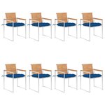 vidaXL Chaises de jardin 8 Pièces avec coussins Bois de teck massif