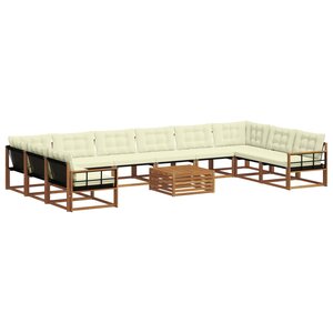 vidaXL Ensemble de canapés d'extérieur 11 Pièces Naturel et Crème