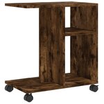 vidaXL Table d'appoint avec roues chêne fumé bois d'ingénierie