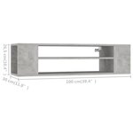 vidaXL Meuble TV suspendu Gris béton 100x30x26 5 cm Aggloméré