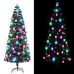 vidaXL Arbre de Noël pré-éclairé avec support 240 cm fibre optique
