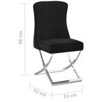 vidaXL Chaises à manger lot de 4 noir 53x52x98 cm velours et inox