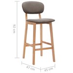vidaXL Tabourets de bar lot de 2 taupe tissu