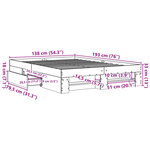 vidaXL Cadre de lit chêne marron 135x190 cm bois d'ingénierie