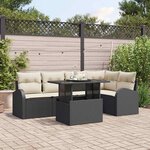 vidaXL Ensemble de canapé de jardin Manuel 6 Pièces Noir 100 x 55 x 73 cm