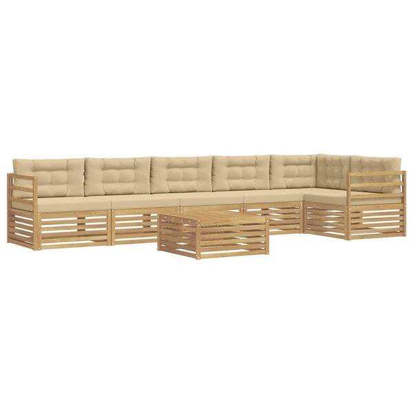 vidaXL Ensemble de canapés d'extérieur 7 Pièces Blanc et Beige Polyester