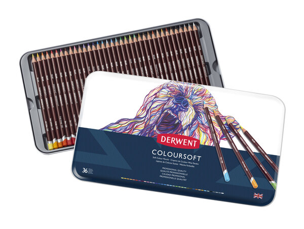 DERWENT - COLOURSOFT - boîte métal 36 crayons de couleur