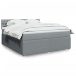 vidaXL Sommier à lattes de lit avec matelas Gris clair 180x200cm Tissu