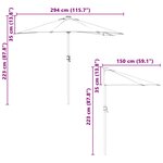 vidaXL Parasol de jardin Bleu 294 x 150 x 223 cm tissu