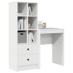 vidaXL Bureau avec tiroir avec étagère avec stockage 2 Pièces Blanc
