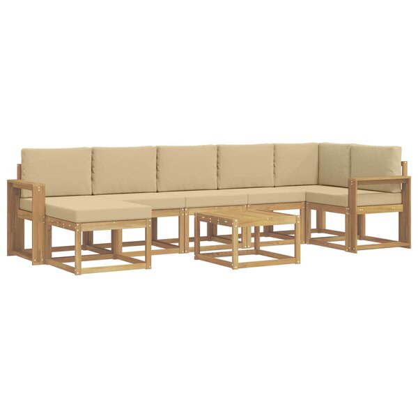 vidaXL Ensemble de canapés d'extérieur 8 pc Blanc et Beige Polyester