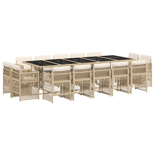 vidaXL Ensemble à manger de jardin et coussins 15 Pièces beige