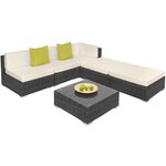 Tectake Canapé de jardin PARIS modulable 5 places - gris