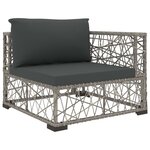 vidaXL Salon de jardin 5 Pièces avec coussins résine tressée gris