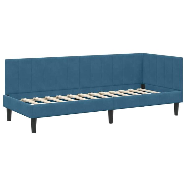 vidaXL Cadre de lit d'angle avec tête de lit Bleu 80 cm x 200 cm tissu