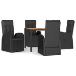 vidaXL Ensemble à manger de jardin coussins 5Pièces Noir Résine tressée