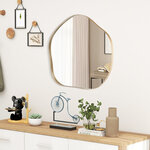 Miroir mural irrégulier 75 5 x 70 cm miroir asymétrique avec cadre en métal avec vis d'expansion miroir de courtoisie décoratif pour salon or 20_0008915