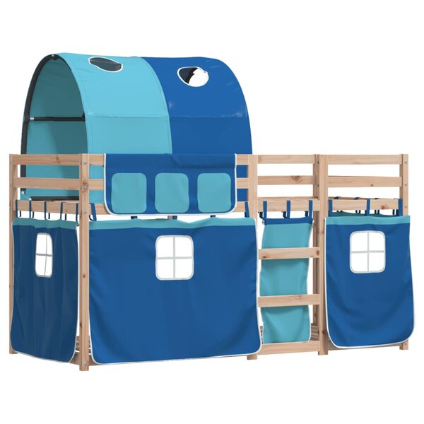 vidaXL Lit superposé sans matelas bleu 75x190 cm bois de pin massif