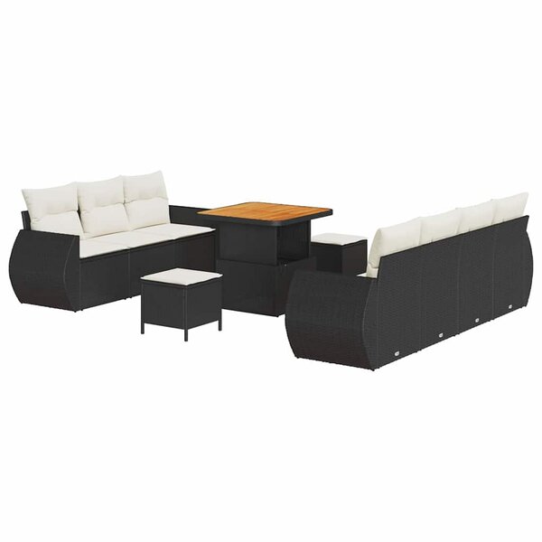 vidaXL Ensemble de canapé de jardin 10 Pièces Noir polyrotin