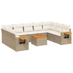 vidaXL Salon de jardin avec coussins 10 Pièces beige résine tressée