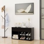 Vidaxl banc à chaussures noir 80x30x45 cm aggloméré