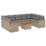 vidaXL Salon de jardin et coussins 10 Pièces mélange beige résine tressée