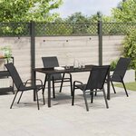 vidaXL Ensemble de salle à manger pour jardin 5 Pièces Noir