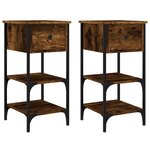 vidaXL Tables de chevet 2 Pièces chêne fumé 34x36x70 cm bois d'ingénierie